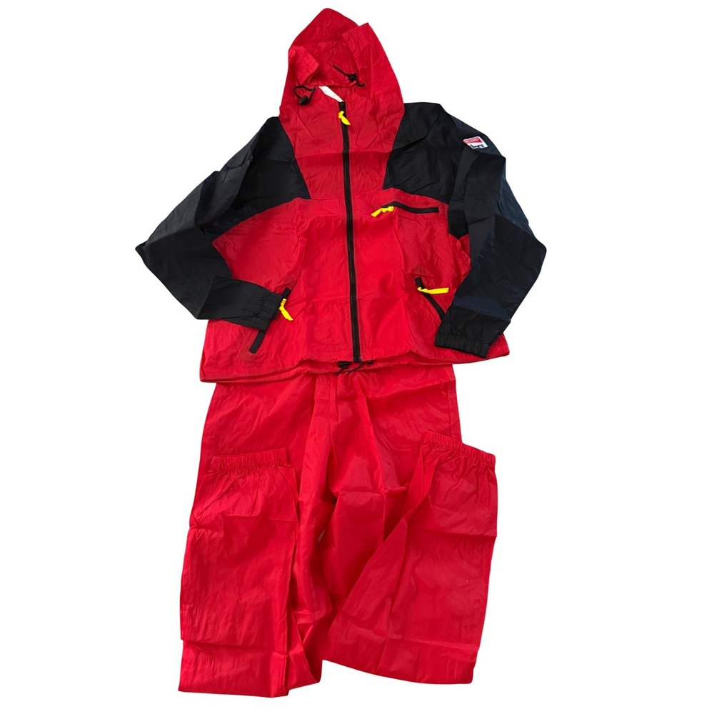 Vintage Marlboro Adventure Team Red Black Windbreaker Track Suit Set Mens L